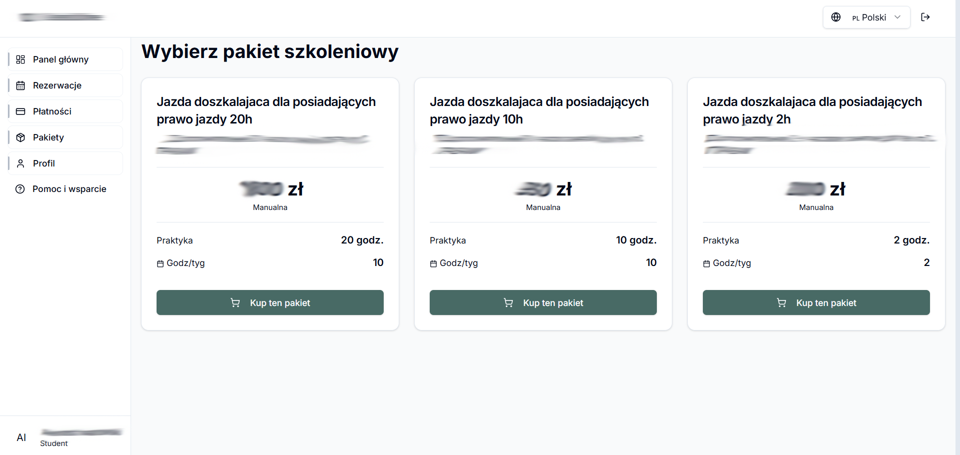 Interfejs dziennego harmonogramu zajęć