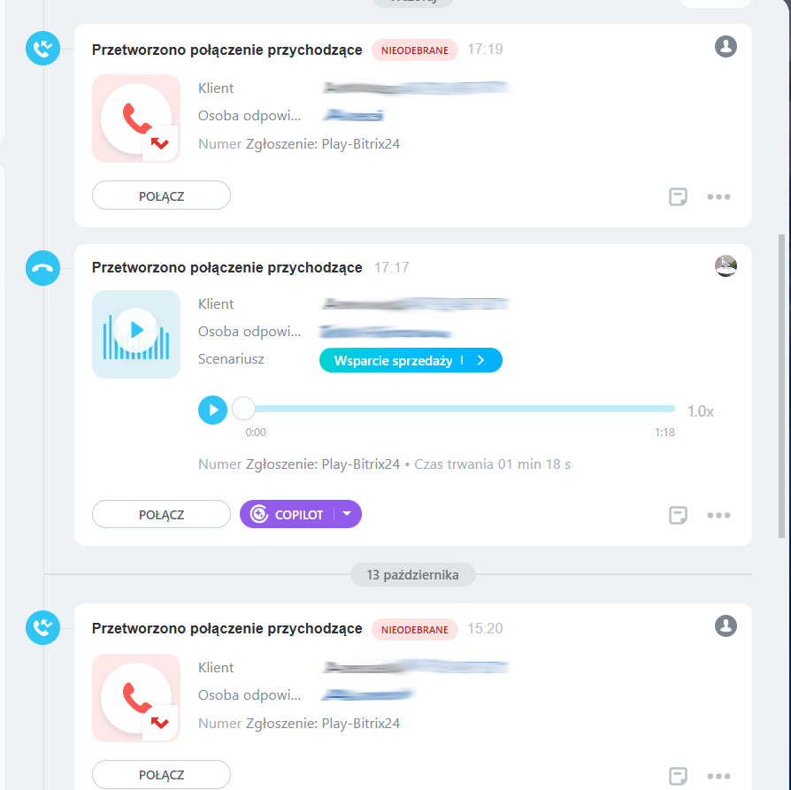 Powiadomienia o połączeniach